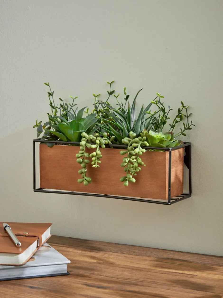 Kunstbloemen|Next Kunstmatige vetplantentuin in Bronx houten trog