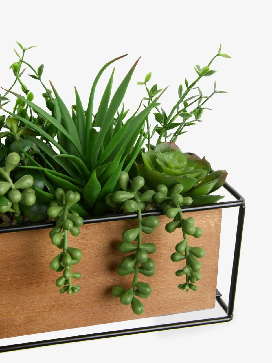 Kunstbloemen|Next Kunstmatige vetplantentuin in Bronx houten trog