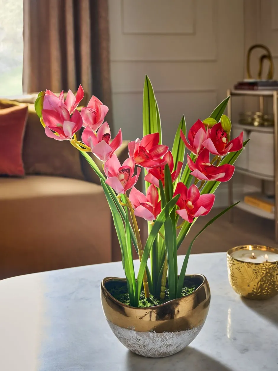 Kunstbloemen|Next Kunstorchidee in gouden keramiekpot