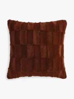 Kussentjes En Plaids|Kussentjes En Plaids*Next Kussen van imitatiebont met textuur en ruit Oranje