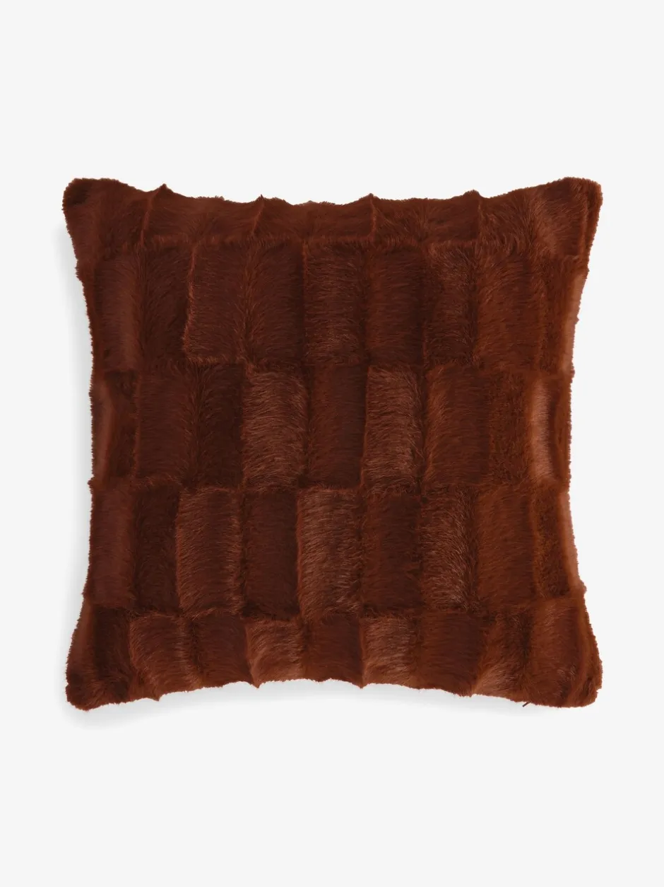 Kussentjes En Plaids|Kussentjes En Plaids*Next Kussen van imitatiebont met textuur en ruit Oranje