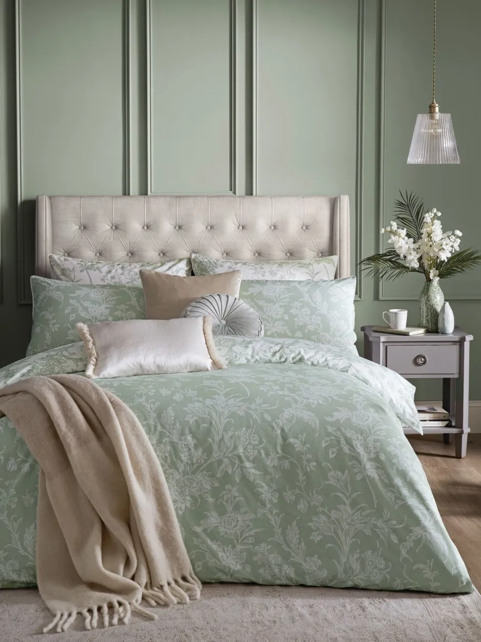 Laura Ashley|Laura Ashley 100% Cotton Percale 200 Thead Count Lloyd Duvet Cover and Pillowcase Set
