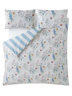 Laura Ashley|Laura Ashley 100% Cotton Percale 200 Thead Count Alford Meadow Duvet Cover and Pillowcase Set