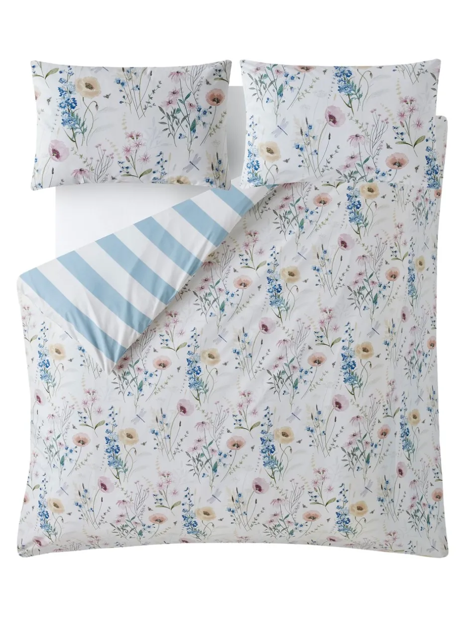 Laura Ashley|Laura Ashley 100% Cotton Percale 200 Thead Count Alford Meadow Duvet Cover and Pillowcase Set