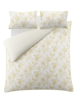 Laura Ashley*Laura Ashley 100% Cotton Sateen 200 Thread Count Walled Garden Duvet Cover and Pillowcase Set Okergeel