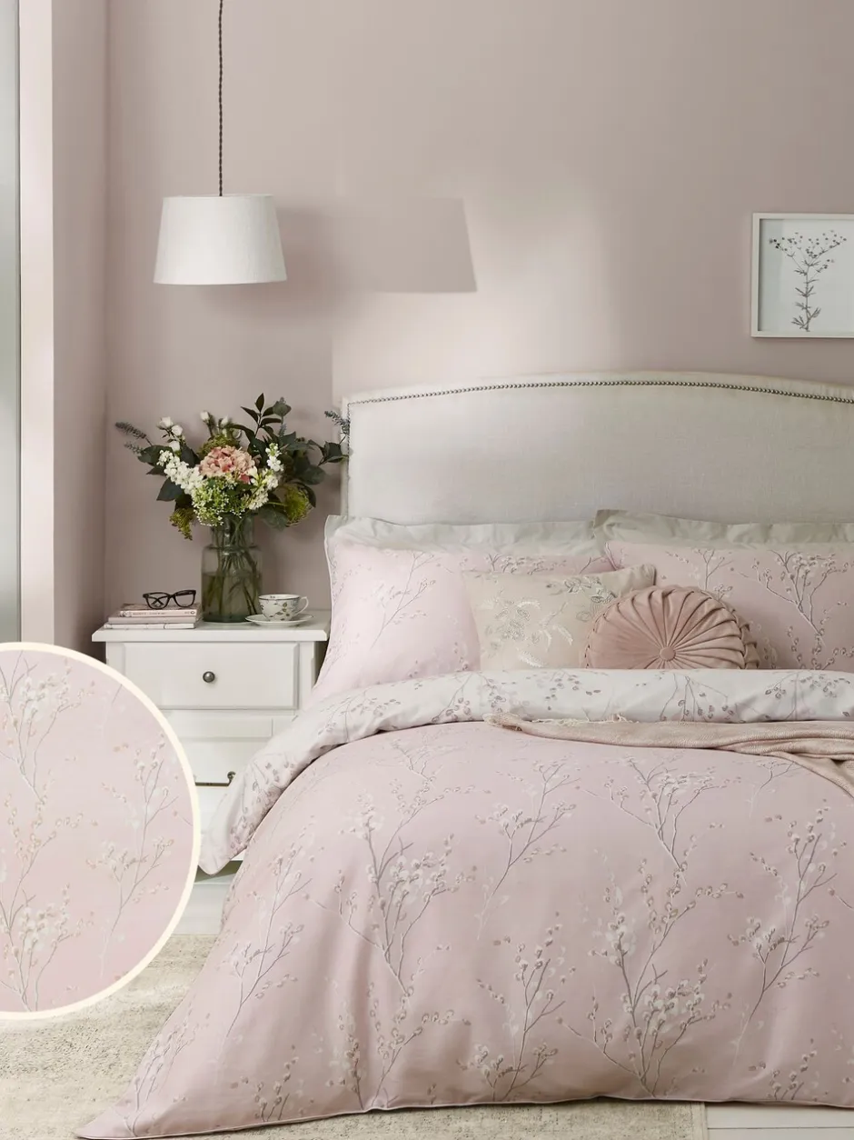 Laura Ashley|Merkbeddengoed*Laura Ashley 100% katoensatijn 200 thread count Pussy Willow Dekbedovertrek- en kussensloopset