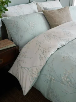 Laura Ashley|Merkbeddengoed*Laura Ashley 100% katoensatijn 200 thread count Pussy Willow Dekbedovertrek- en kussensloopset
