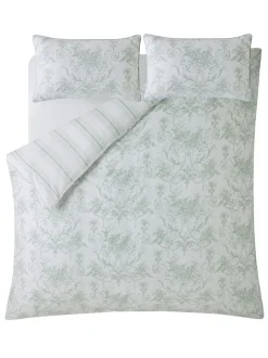 Laura Ashley|Laura Ashley 100% katoensatijn 200 draadtelling Tuileries dekbedovertrek- en kussensloopSet Grijs-groen
