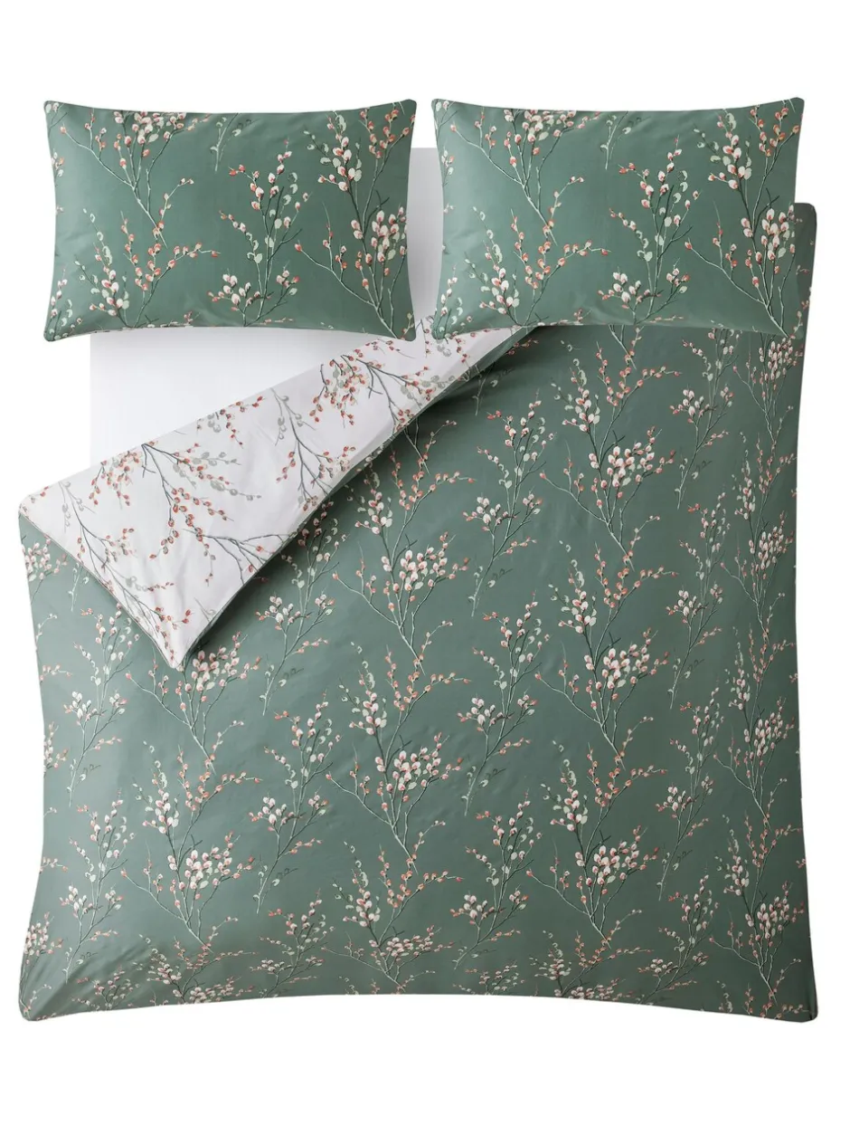 Laura Ashley|Merkbeddengoed|Laura Ashley 100% katoensatijn 200 thread count Pussy Willow Dekbedovertrek- en kussensloopset