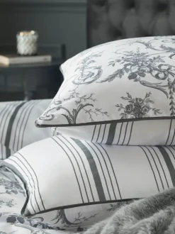 Laura Ashley|Laura Ashley 100% katoensatijn 200 draadtelling Tuileries dekbedovertrek- en kussensloopSet Antracietgrijs