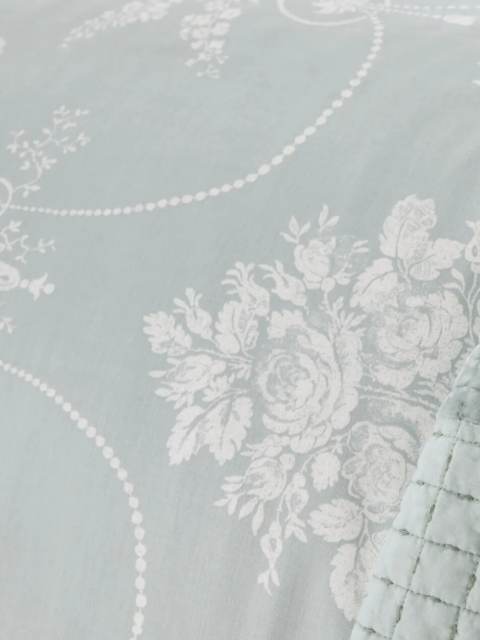 Laura Ashley|Merkbeddengoed*Laura Ashley 100% katoensatijn 200 -draads Josette dekbedovertrekset met kussenslopen Eendeneiblauw