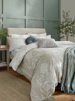 Merkbeddengoed|Laura Ashley 100% katoensatijn 200 -draads Josette dekbedovertrekset met kussenslopen Grijs