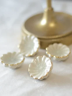 Laura Ashley*Laura Ashley 4 Pack Ceramic Metallic Edge Drawer Knobs Off white Goud