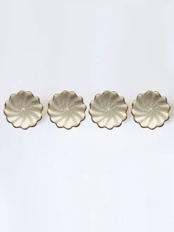 Laura Ashley*Laura Ashley 4 Pack Ceramic Metallic Edge Drawer Knobs Off white Goud