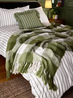Laura Ashley*Laura Ashley Allonby Check Woven Throw Groen