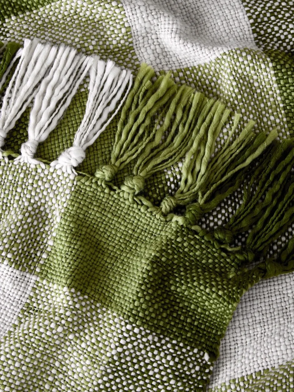 Laura Ashley*Laura Ashley Allonby Check Woven Throw Groen