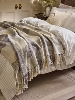 Laura Ashley|Laura Ashley Allonby Check Woven Throw Grijs