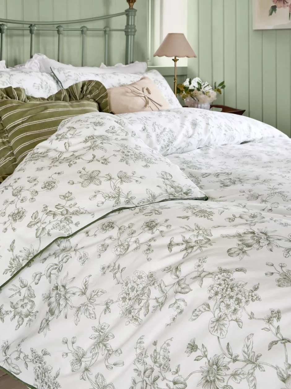 Laura Ashley|Laura Ashley Aneta Floral 100% Cotton Duvet Cover and Pillowcase Set
