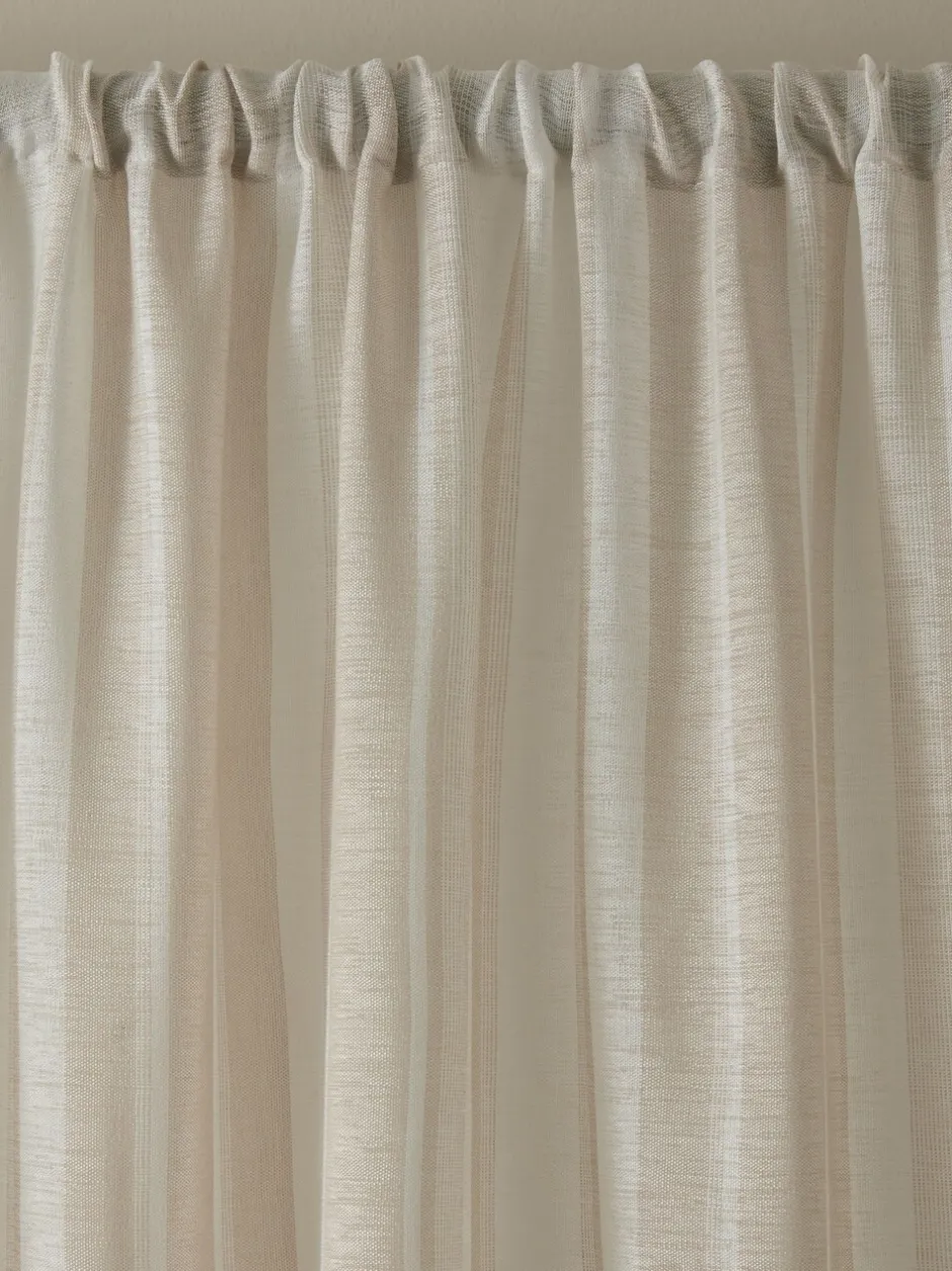 Laura Ashley|Gordijnen*Laura Ashley Awning Stripe Voile Slot Top Sheer Panel Curtain