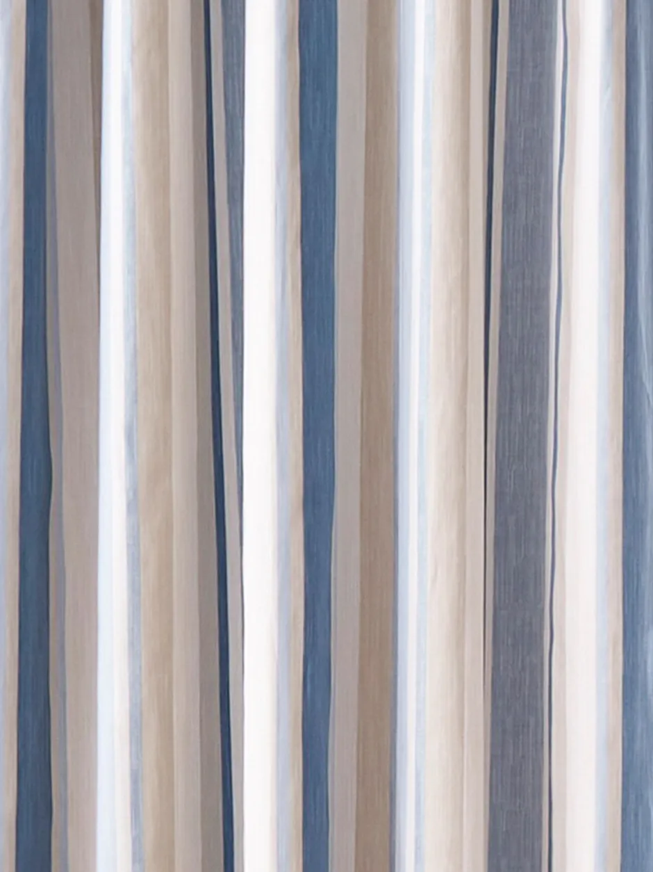 Laura Ashley|Laura Ashley Awning Stripe Blackout/Thermal Pencil Pleat Curtains