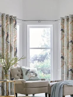 Laura Ashley|Gordijnen|Laura Ashley Belvedere ringgordijnen met voering Eendeneiblauw