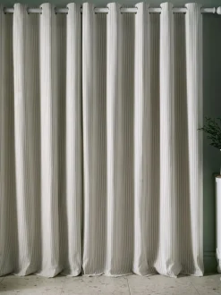 Laura Ashley*Laura Ashley Cornish Chenille Stripe Eyelet Curtains Natuurlijk