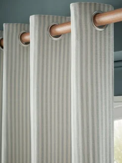 Laura Ashley*Laura Ashley Cornish Chenille Stripe Eyelet Curtains Leisteenblauw