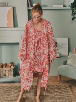 Badjassen*Laura Ashley Cotton Scalloped Woven Robe
