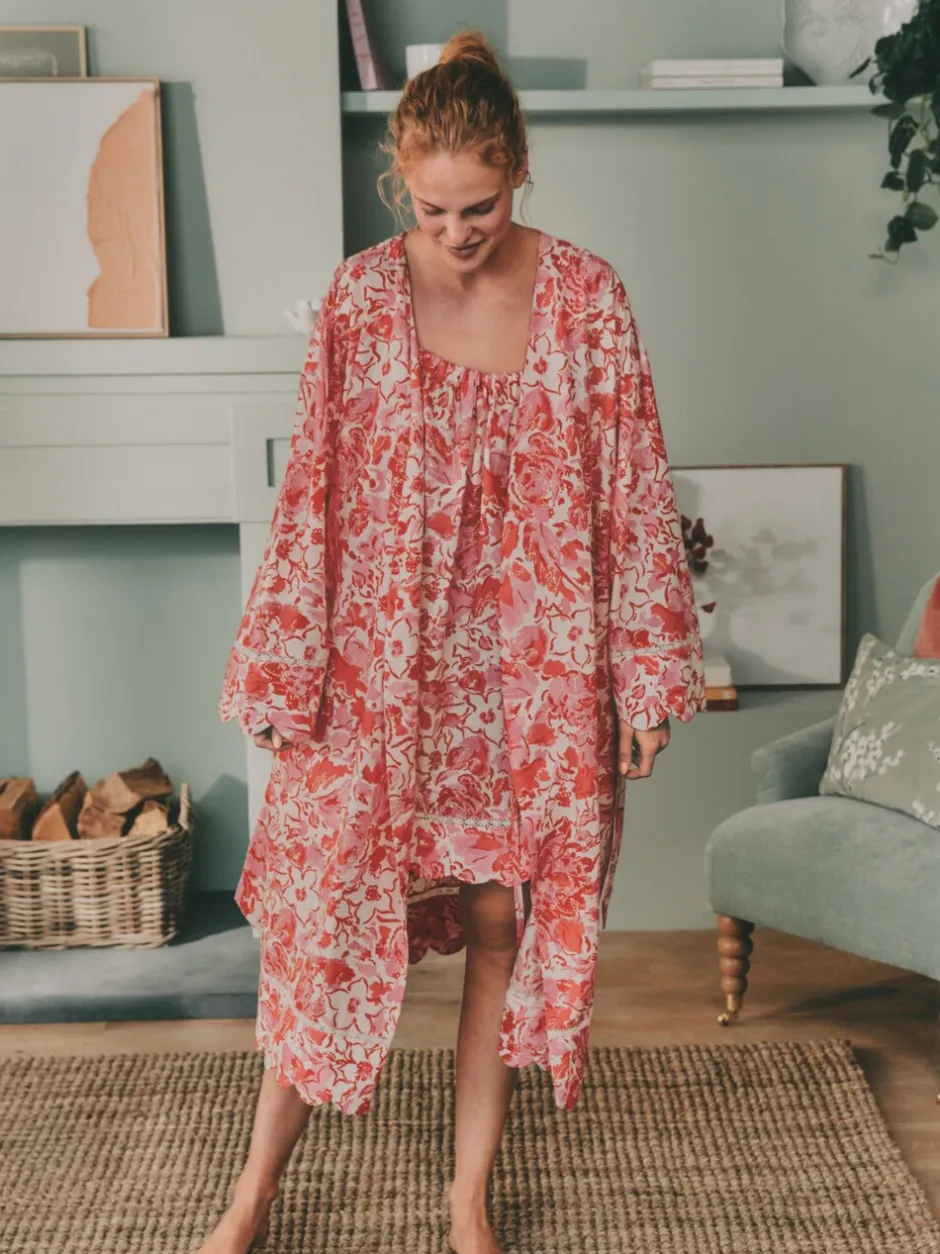 Badjassen*Laura Ashley Cotton Scalloped Woven Robe