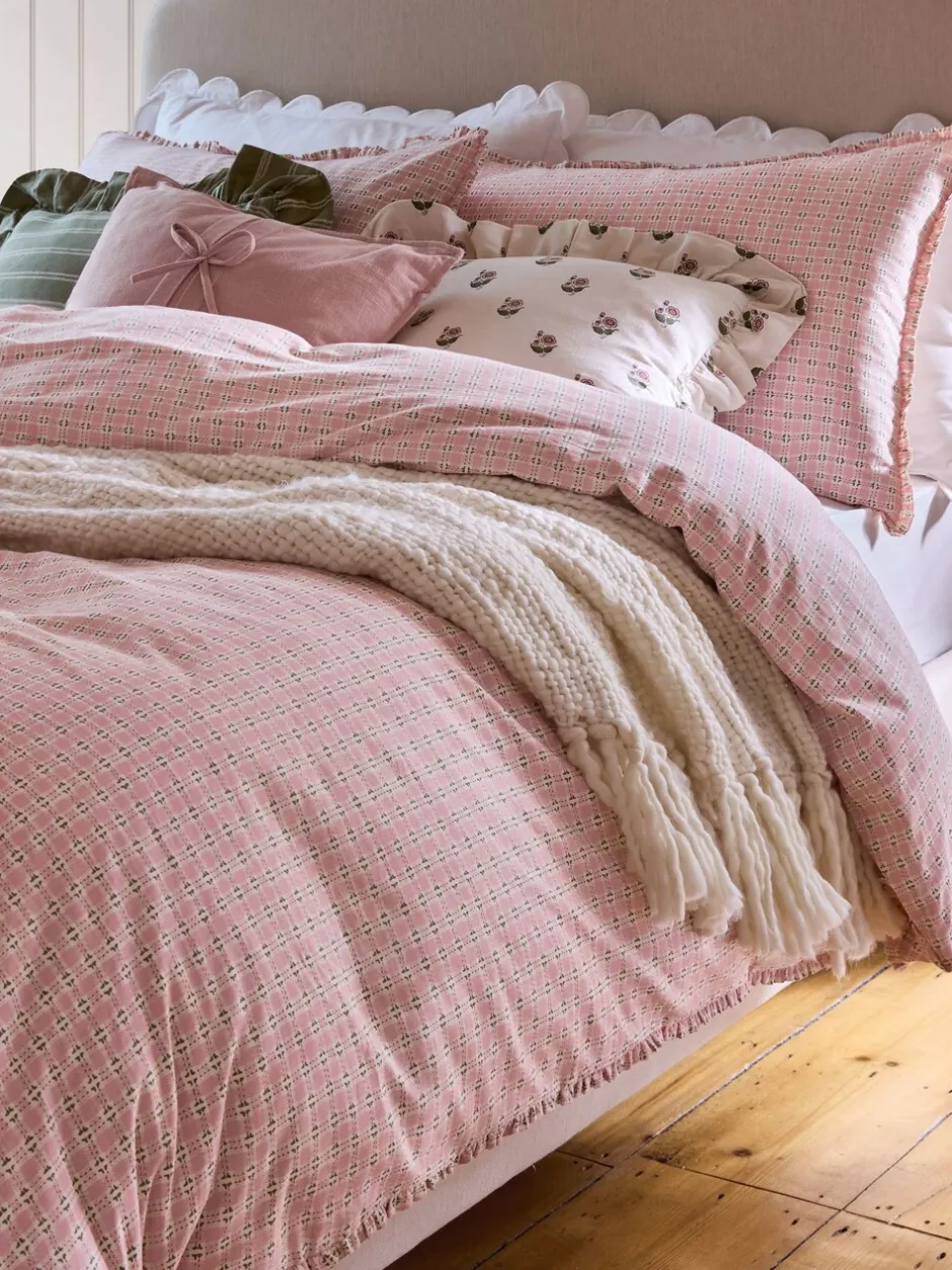 Laura Ashley|Laura Ashley Cresswell Gingham 100% Cotton Duvet Cover and Pillowcase Set