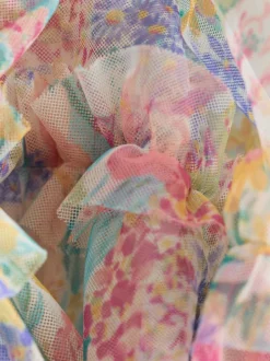 Jurken|Laura Ashley geplooide strokenjurk met ruches