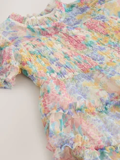 Jurken|Laura Ashley geplooide strokenjurk met ruches
