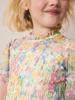 Jurken|Laura Ashley geplooide strokenjurk met ruches