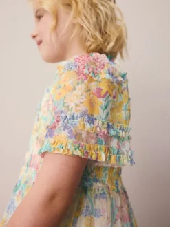 Jurken|Laura Ashley geplooide strokenjurk met ruches