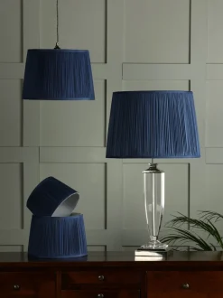 Laura Ashley|Laura Ashley geplooide zijden Hemsley empire verstelbare lampenkap Midnight Blue
