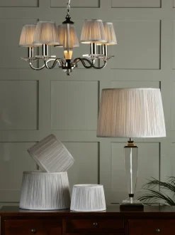 Laura Ashley*Laura Ashley geplooide zijden Hemsley empire verstelbare lampenkap Zilver