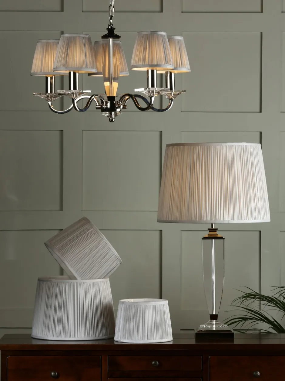 Laura Ashley*Laura Ashley geplooide zijden Hemsley empire verstelbare lampenkap Zilver