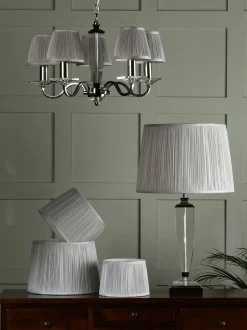 Laura Ashley*Laura Ashley geplooide zijden Hemsley empire verstelbare lampenkap Zilver