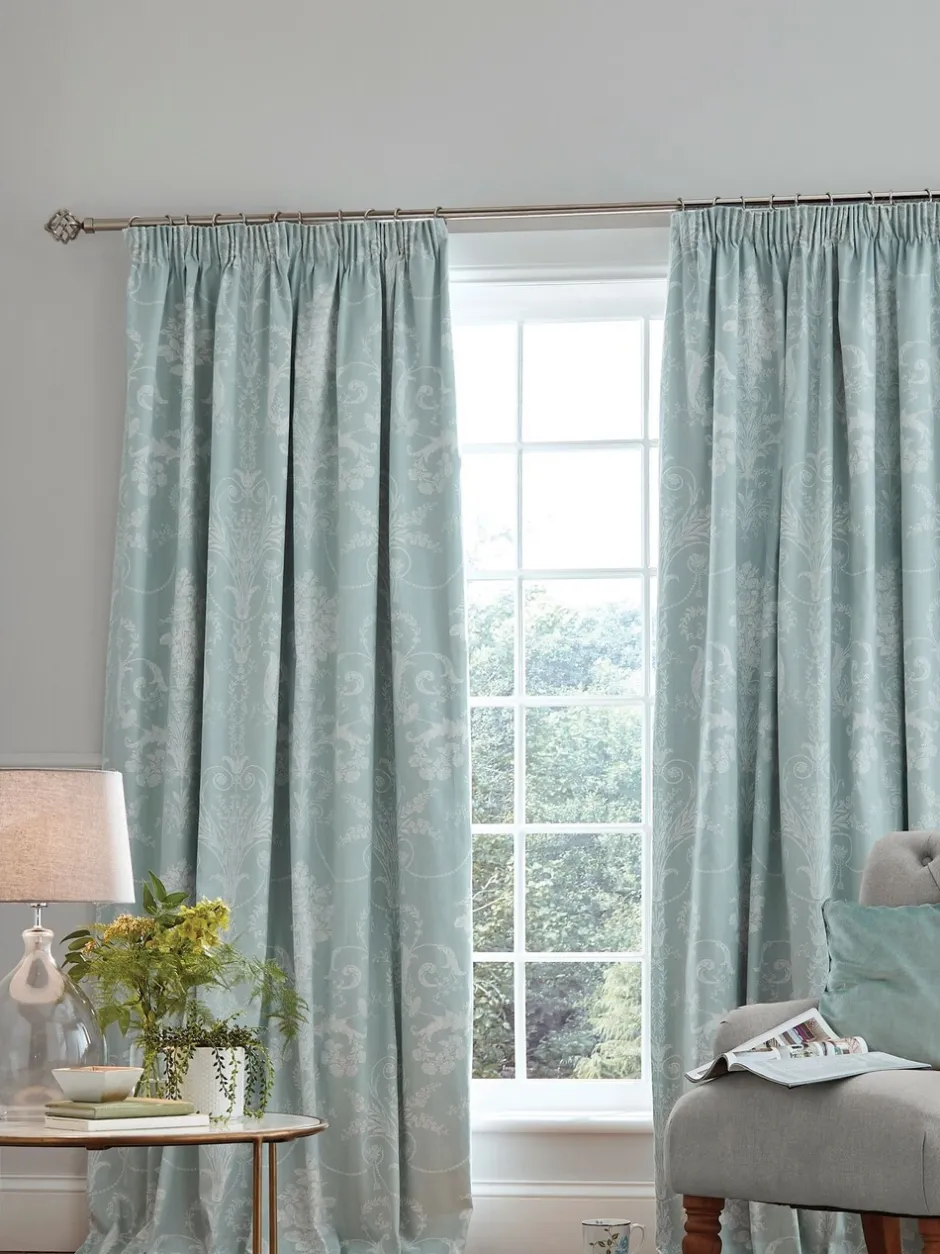 Laura Ashley|Gordijnen*Laura Ashley gevoerde verduisterende Josette plooigordijnen Eendeneiblauw