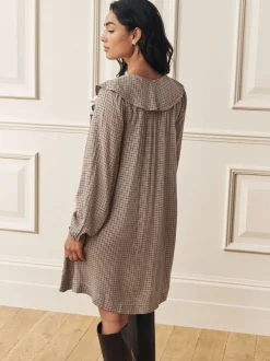 Jurken*Laura Ashley Heritage Check Ruffle Front Mini Dress