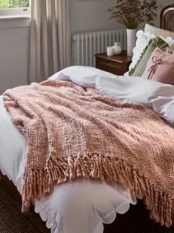 Laura Ashley|Laura Ashley Kimberly Chunky Woven Throw Roze