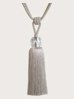 Gordijnroedes En -Accessoires|Laura Ashley Loren glazen embrasse met kwastjes Duifgrijs