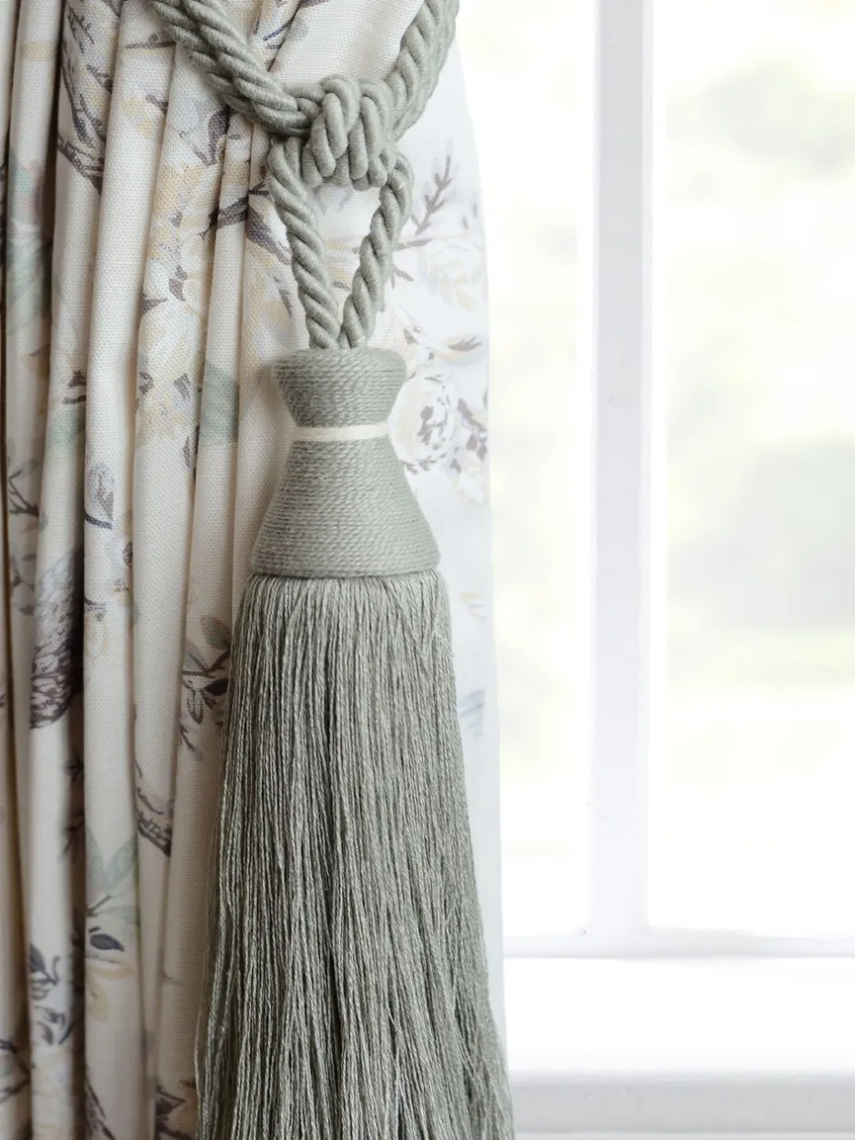 Gordijnroedes En -Accessoires|Laura Ashley Rhiannon gordijnembrasse Bleek grijsgroen
