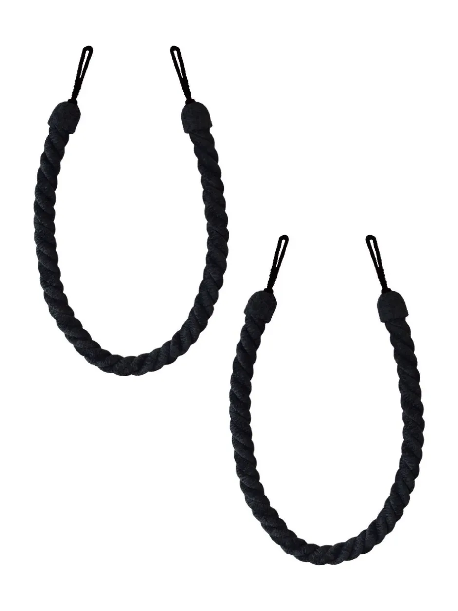 Gordijnroedes En -Accessoires|Laura Ashley Set of 2 Chenille Grafton Rope Curtain Tiebacks Antraciet
