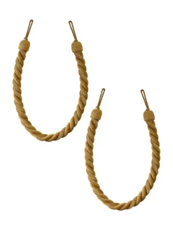 Gordijnroedes En -Accessoires*Laura Ashley Set of 2 Chenille Grafton Rope Curtain Tiebacks Caramel