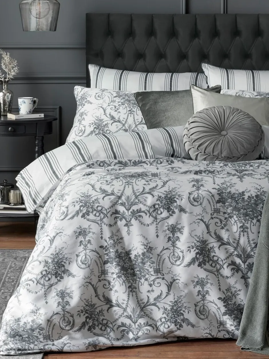 Laura Ashley|Laura Ashley set van 2 Tuileries 100% katoenen kussenslopen Antracietgrijs