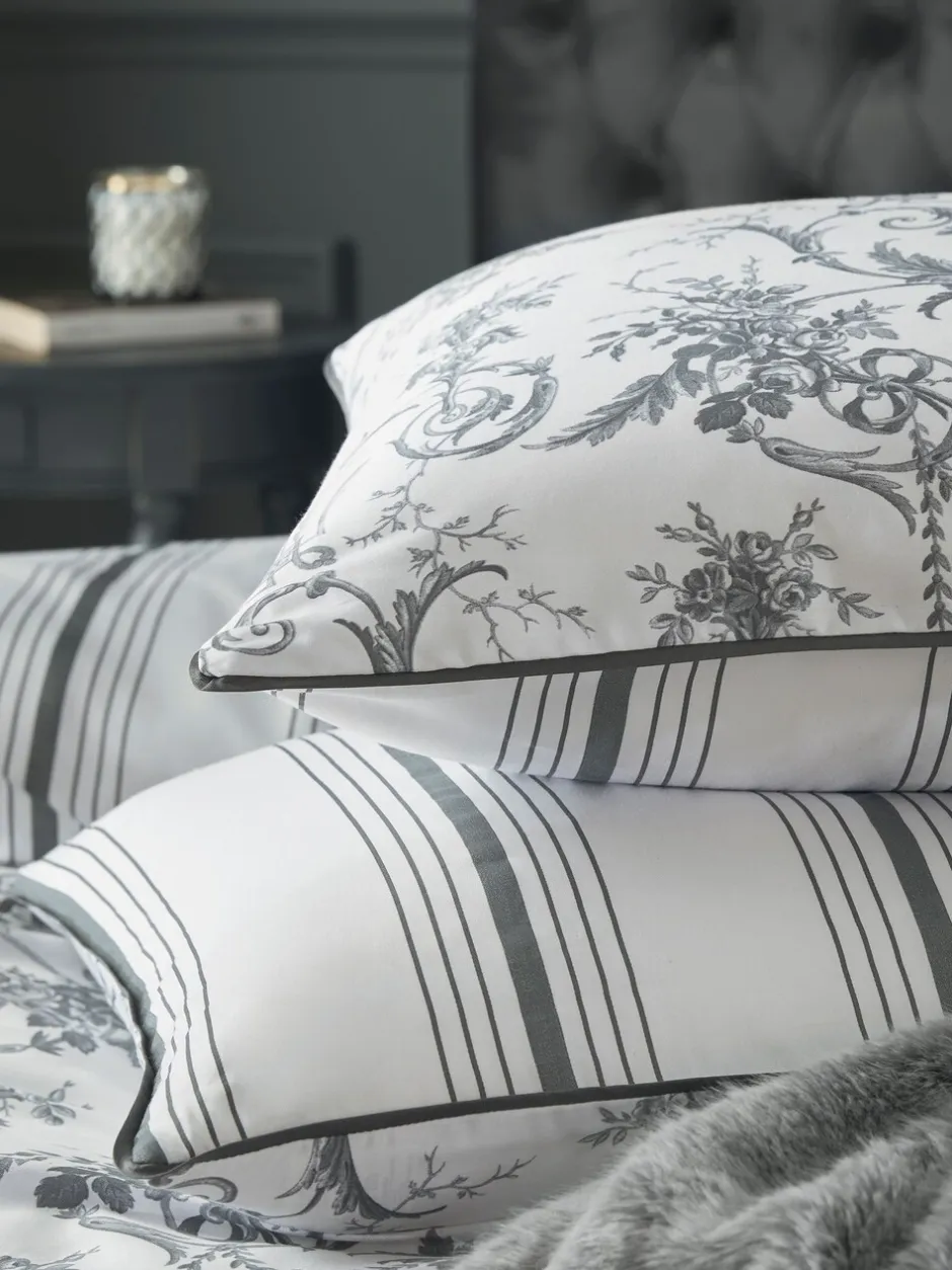 Laura Ashley|Laura Ashley set van 2 Tuileries 100% katoenen kussenslopen Antracietgrijs