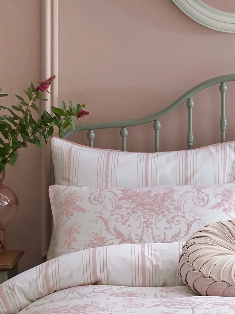 Laura Ashley|Laura Ashley set van 2 Tuileries 100% katoenen kussenslopen Poederroze