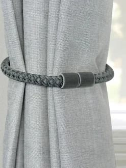 Gordijnroedes En -Accessoires|Laura Ashley set van twee Ellesmere magnetische embrassen Grafietgrijs