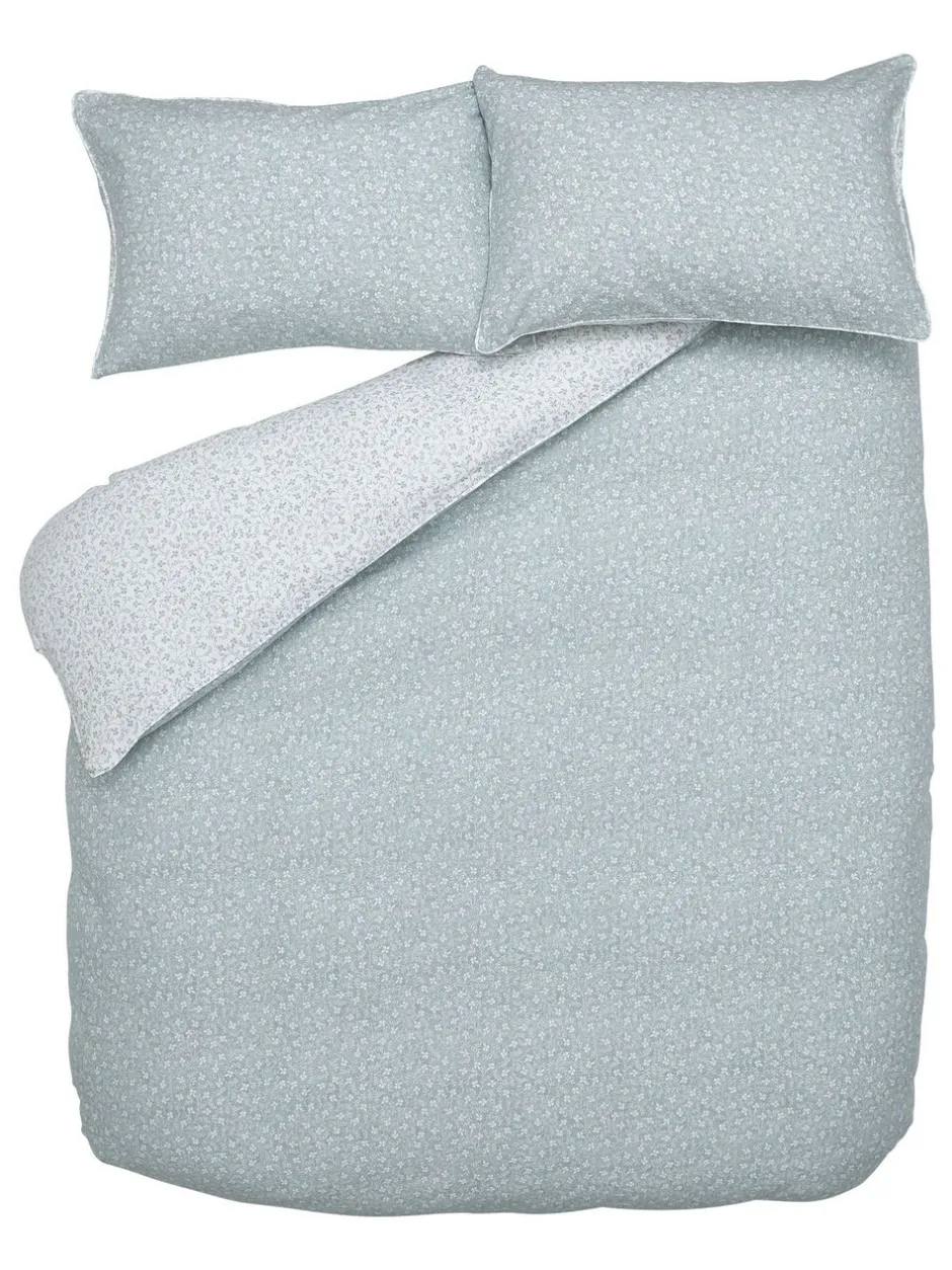 Merkbeddengoed|Laura Ashley Supersoft 100% Brushed Cotton Campion Duvet Cover and Pillowcase Set Blauw vaal seaspray